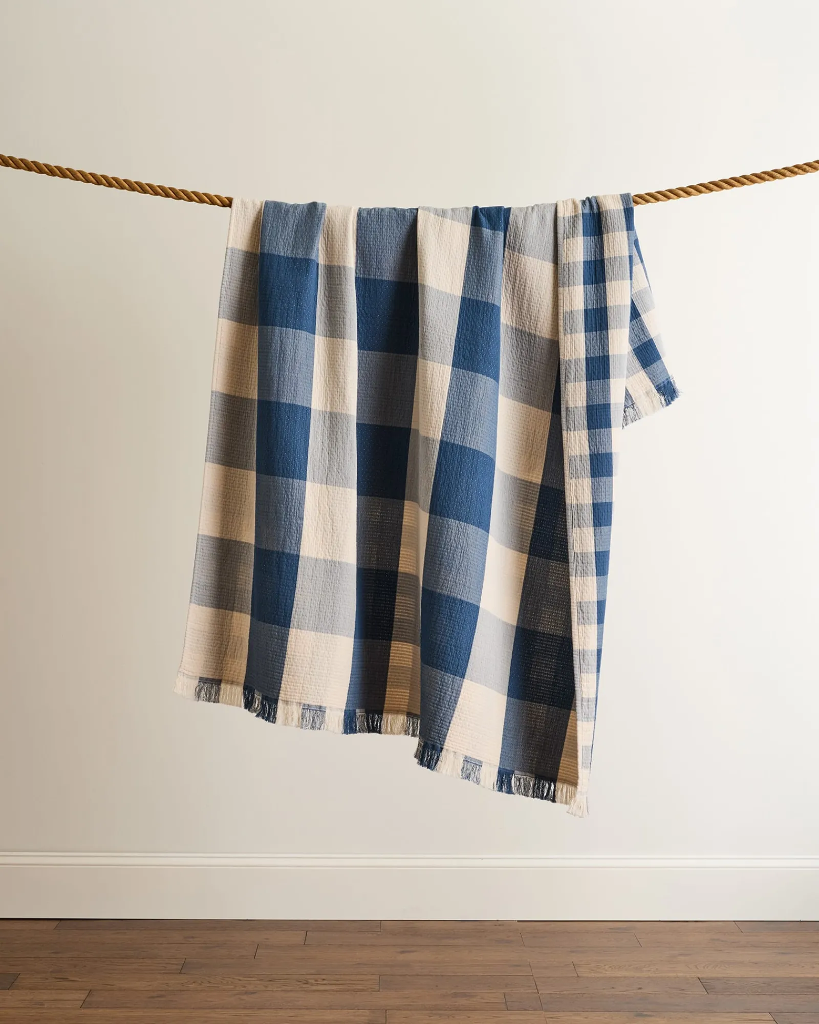 Pendleton BLOCK PLAID ORGANIC COTTON FRINGED THROW ONE SIZE Hot