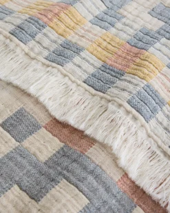 Pendleton BLUE RIDGE ORGANIC COTTON FRINGED THROW ONE SIZE New
