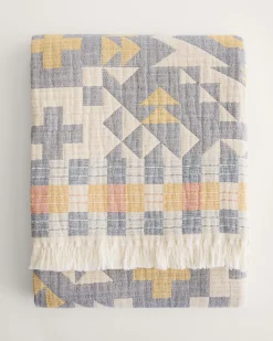 Pendleton BLUE RIDGE ORGANIC COTTON FRINGED THROW ONE SIZE New