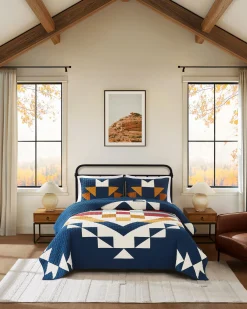 Pendleton CASTLE ROCK PIECED QUILT SET NAVY MULTI Sale
