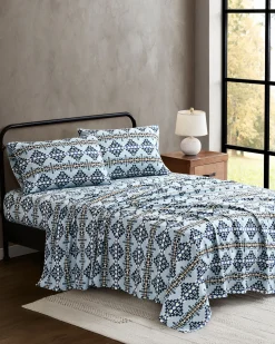 Pendleton DESERT DAWN FLANNEL SHEET SET GREY/BLUE MULTI New