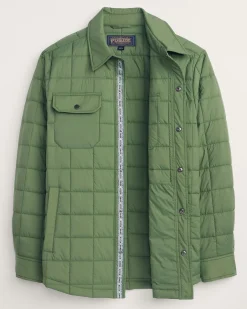 Pendleton MEN'S ARROYO CRINKLE QUILTED SHIRT JACKET GREEN VINE New