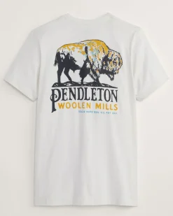 Pendleton MEN'S BISON GRAPHIC TEE VINTAGE WHITE/BROWN Clearance