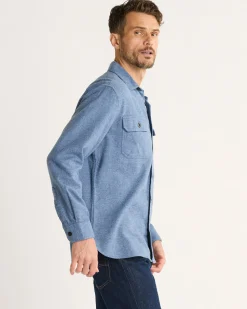 Pendleton MEN'S BURNSIDE DOUBLEBRUSHED FLANNEL SHIRT BLUE HEATHER Clearance