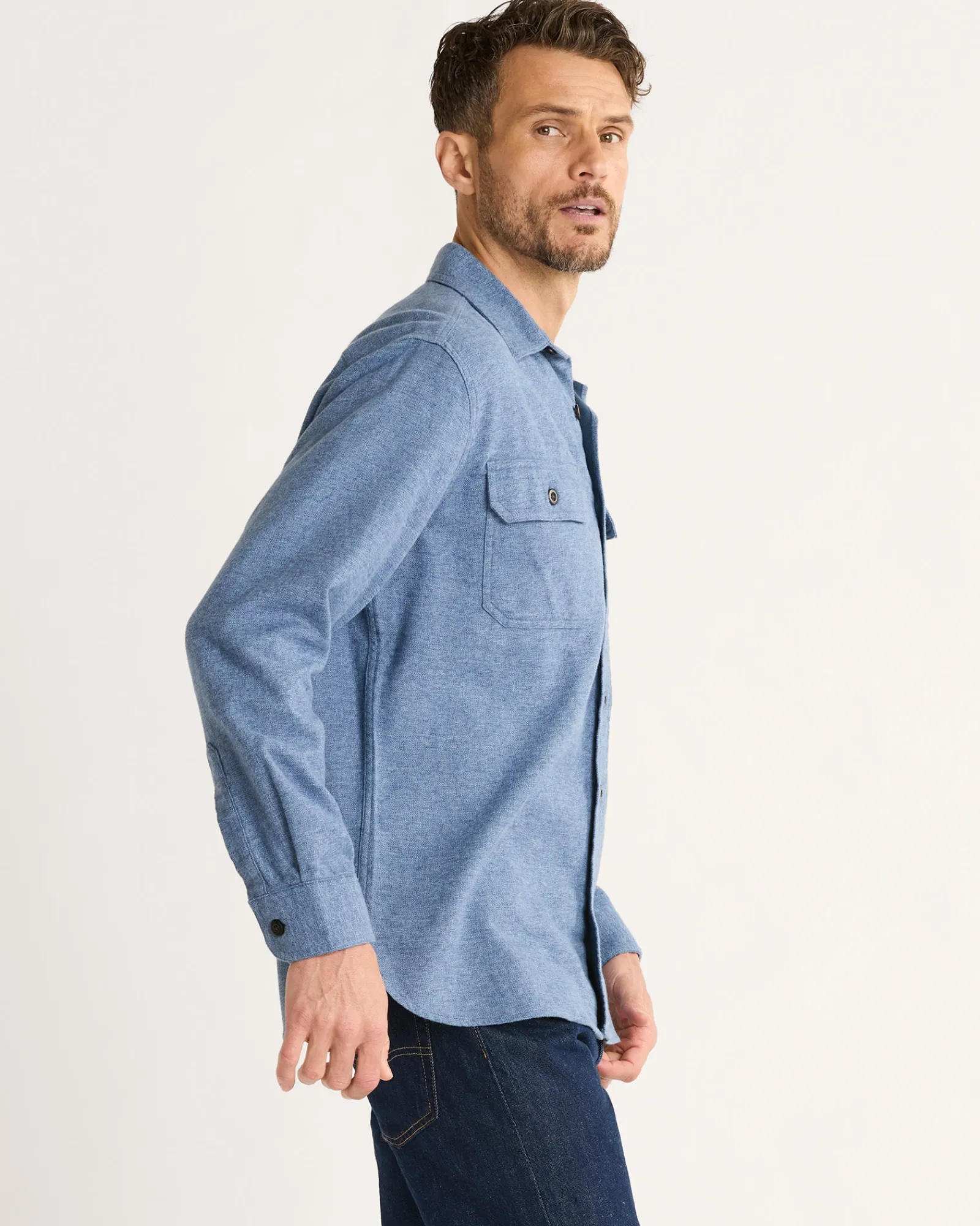 Pendleton MEN'S BURNSIDE DOUBLEBRUSHED FLANNEL SHIRT BLUE HEATHER Clearance