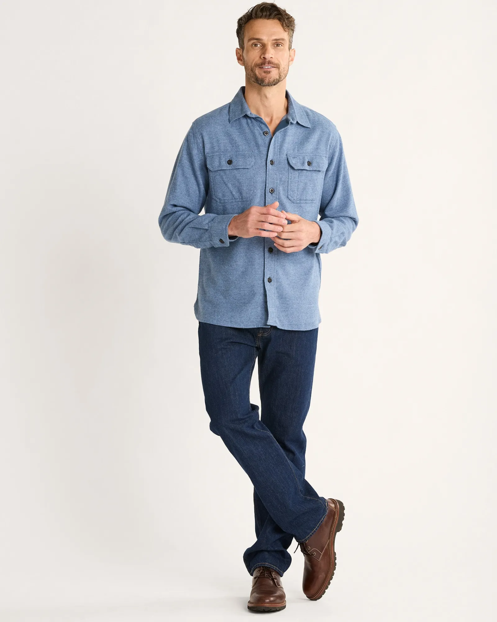 Pendleton MEN'S BURNSIDE DOUBLEBRUSHED FLANNEL SHIRT BLUE HEATHER Clearance