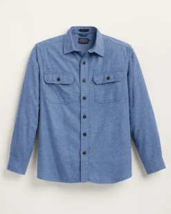 Pendleton MEN'S BURNSIDE DOUBLEBRUSHED FLANNEL SHIRT BLUE HEATHER Clearance