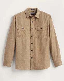 Pendleton MEN'S BURNSIDE DOUBLEBRUSHED FLANNEL SHIRT CAMEL HEATHER Outlet