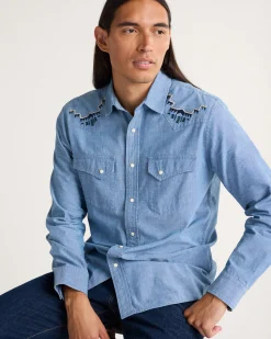 Pendleton MEN'S HARDING EMBROIDERED CHAMBRAY GAMBLER SHIRT LIGHT BLUE/HARDING Discount