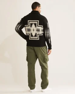 Pendleton MEN'S HARDING ZIP LAMBSWOOL CARDIGAN BLACK PEARL Sale