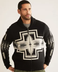 Pendleton MEN'S HARDING ZIP LAMBSWOOL CARDIGAN BLACK PEARL Sale