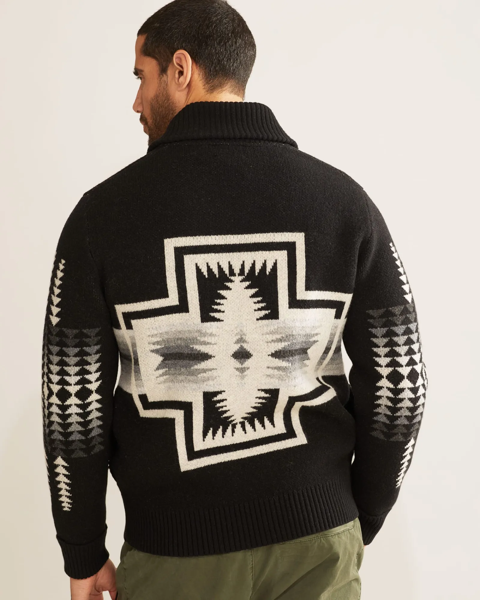 Pendleton MEN'S HARDING ZIP LAMBSWOOL CARDIGAN BLACK PEARL Sale