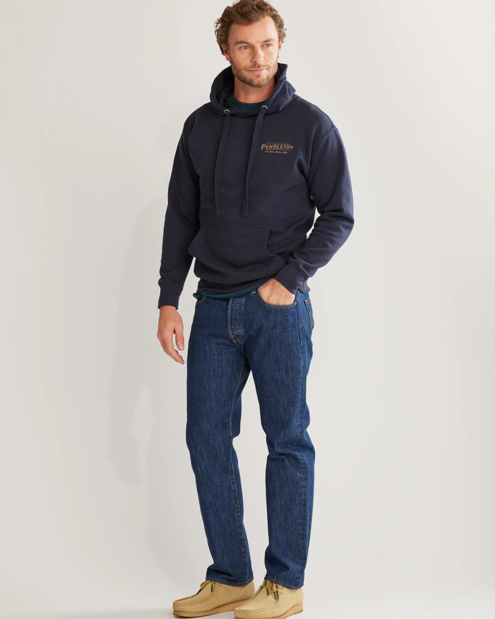 Pendleton MEN'S HERITAGE LOGO HOODIE NAVY/GOLD Best