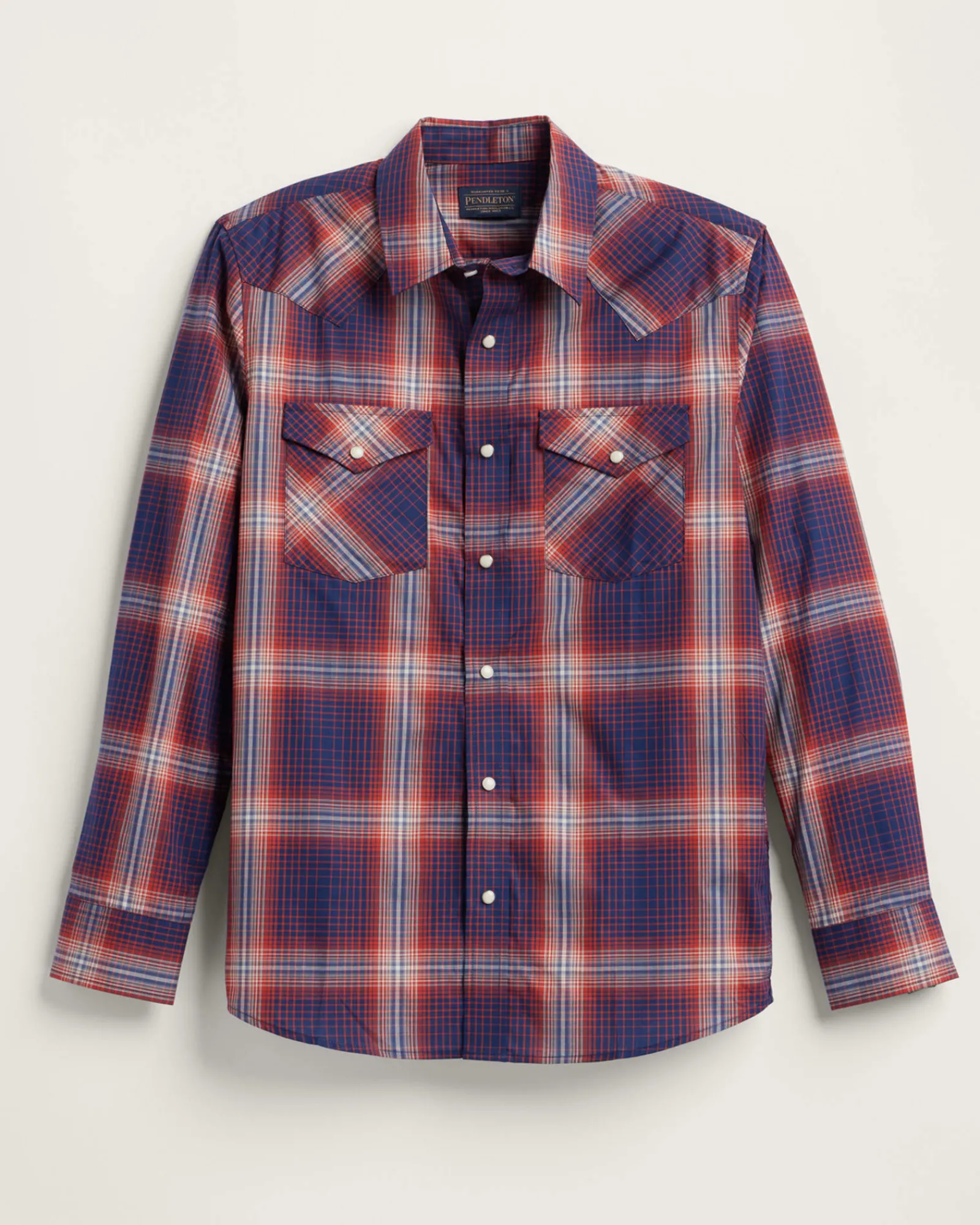 Pendleton MEN'S LONG-SLEEVE BISHOP COTTON SHIRT NAVY/BRICK PLAID Discount