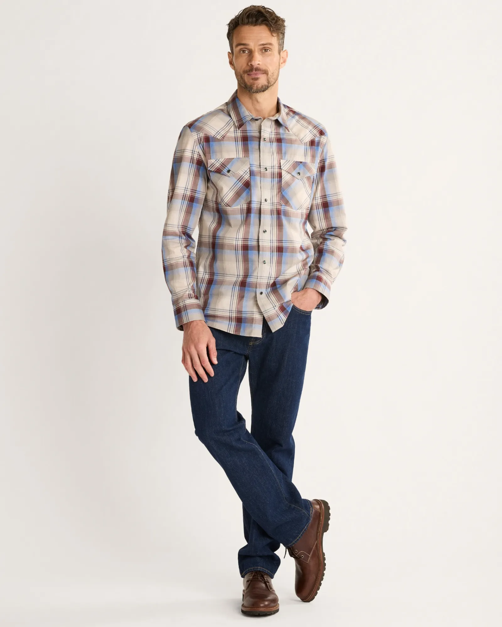 Pendleton MEN'S LONG-SLEEVE BISHOP COTTON SHIRT BROWN MULTI PLAID Outlet
