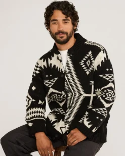 Pendleton MEN'S MIXED ICONS LAMBSWOOL CARDIGAN BLACK/WHITE Discount