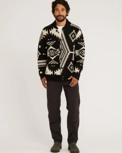 Pendleton MEN'S MIXED ICONS LAMBSWOOL CARDIGAN BLACK/WHITE Discount