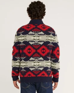Pendleton MEN'S NEHALEM QUARTER ZIP LAMBSWOOL SWEATER NAVY/RED Best