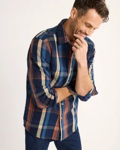 Pendleton MEN'S PLAID ARCADIA FLANNEL SHIRT NAVY MULTI PLAID Sale