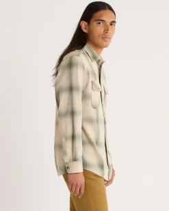 Pendleton MEN'S PLAID BEACH SHACK COTTON SHIRT TAN/SAGE OMBRE Outlet