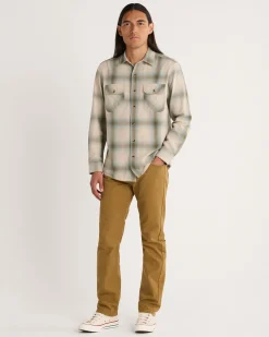 Pendleton MEN'S PLAID BEACH SHACK COTTON SHIRT TAN/SAGE OMBRE Outlet