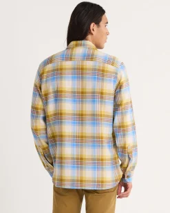 Pendleton MEN'S PLAID BURNSIDE DOUBLEBRUSHED FLANNEL SHIRT TAN/BLUE/GOLD PLAID Outlet