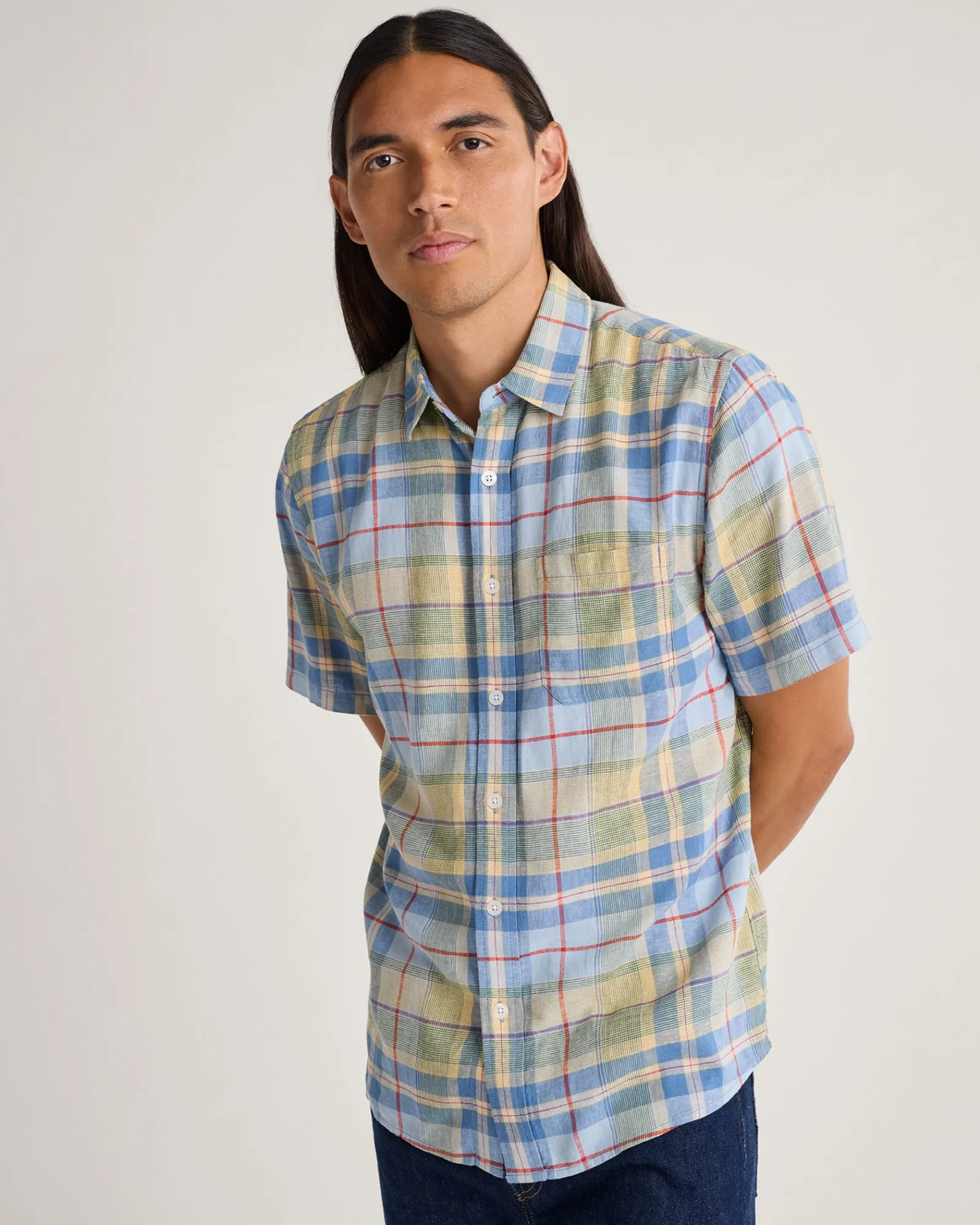Pendleton MEN'S PLAID SHORELINE LINEN SHIRT BLUE MULTI Outlet