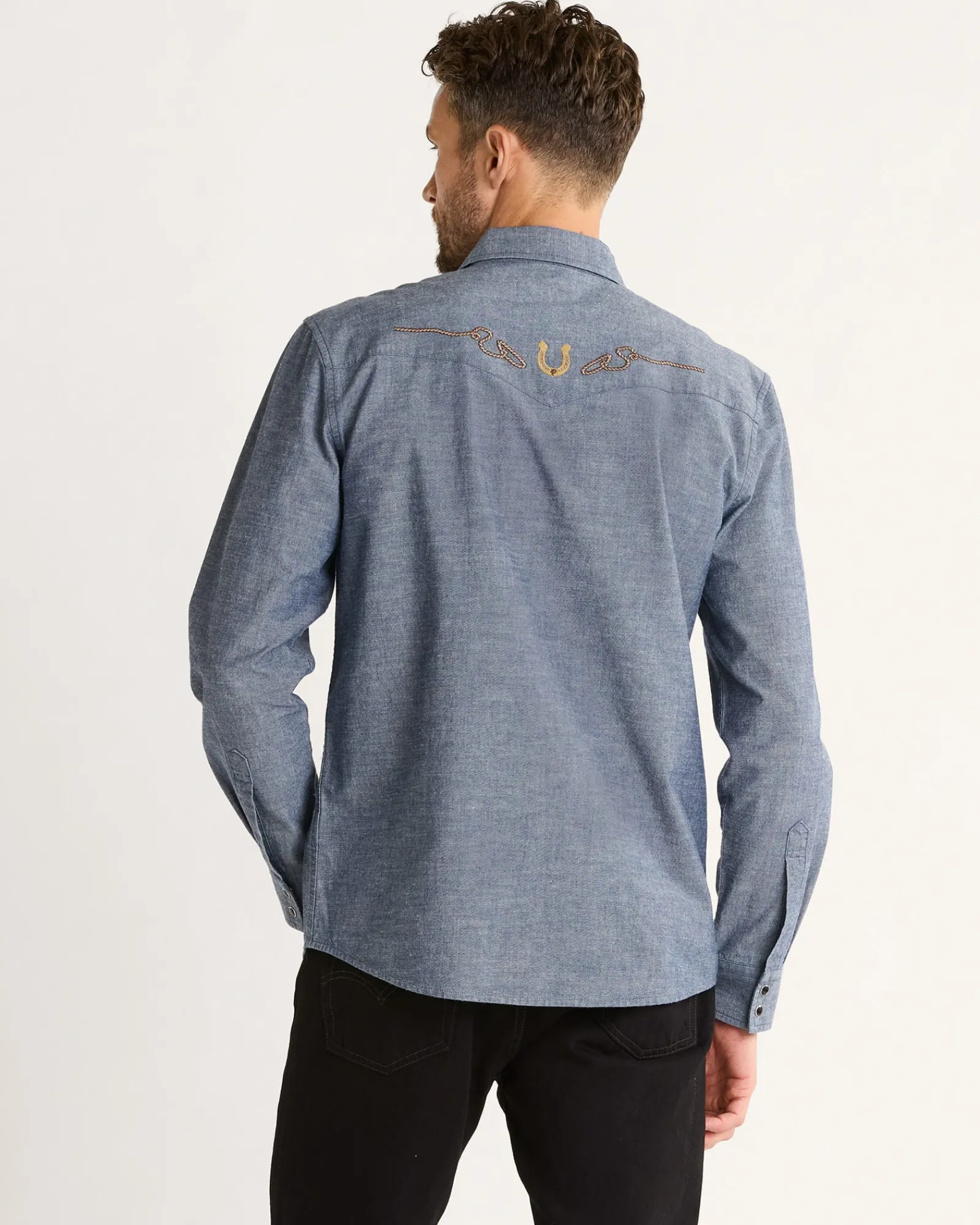 Pendleton MEN'S RODEO EMBROIDERED CHAMBRAY GAMBLER SHIRT DARK BLUE/RODEO Best