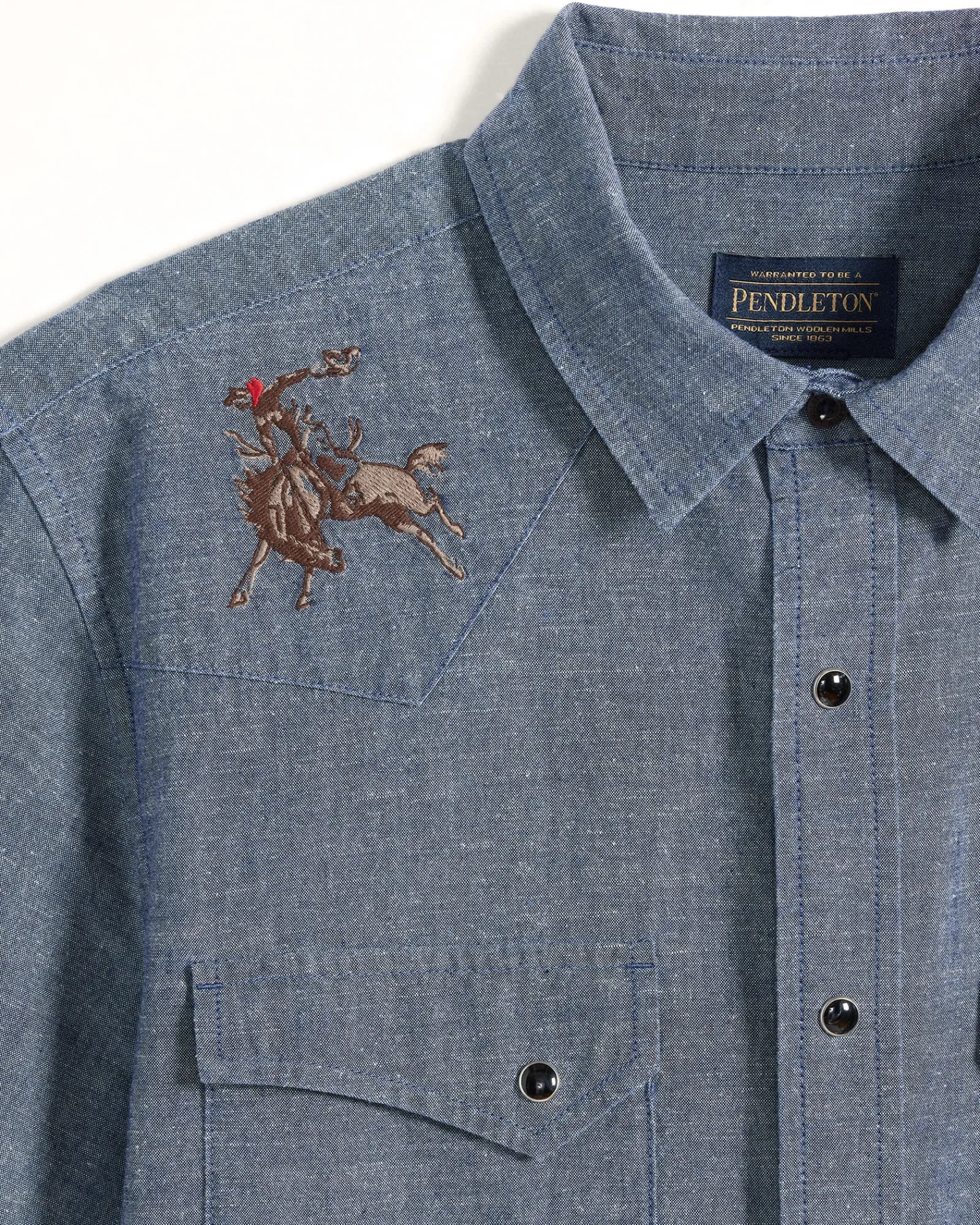 Pendleton MEN'S RODEO EMBROIDERED CHAMBRAY GAMBLER SHIRT DARK BLUE/RODEO Best