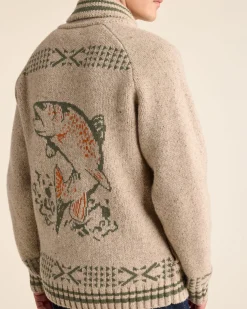 Pendleton MEN'S SALMON FALLS LAMBSWOOL CARDIGAN OATMEAL Discount