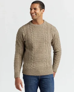 Pendleton MEN'S SHETLAND COLLECTION FISHERMAN SWEATER COYOTE Outlet