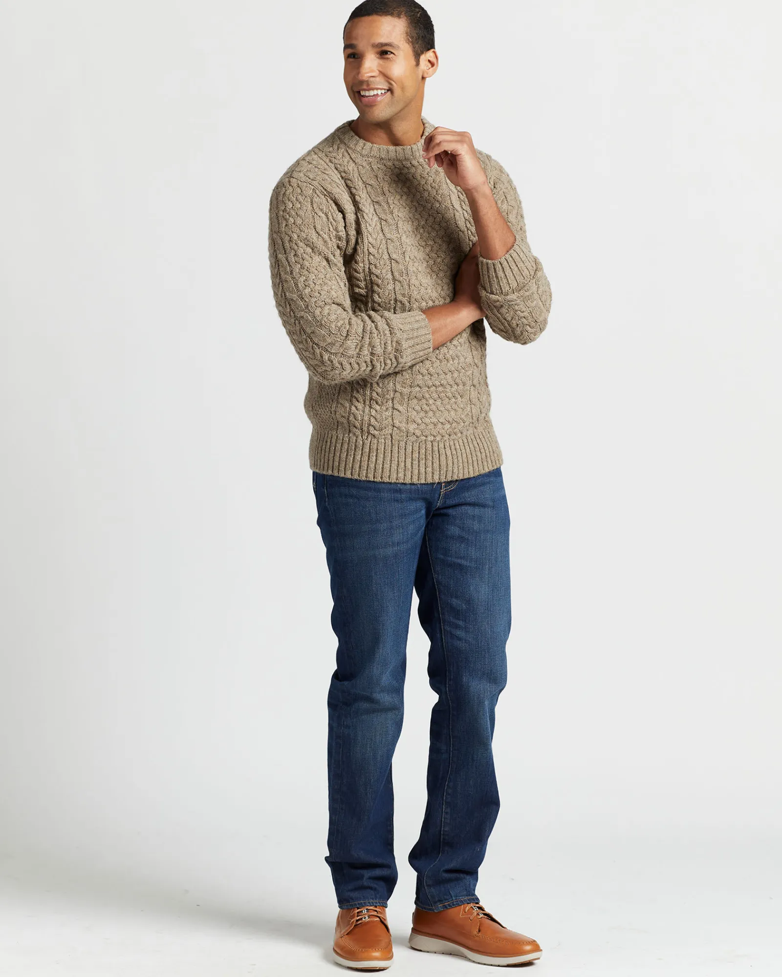 Pendleton MEN'S SHETLAND COLLECTION FISHERMAN SWEATER COYOTE Outlet