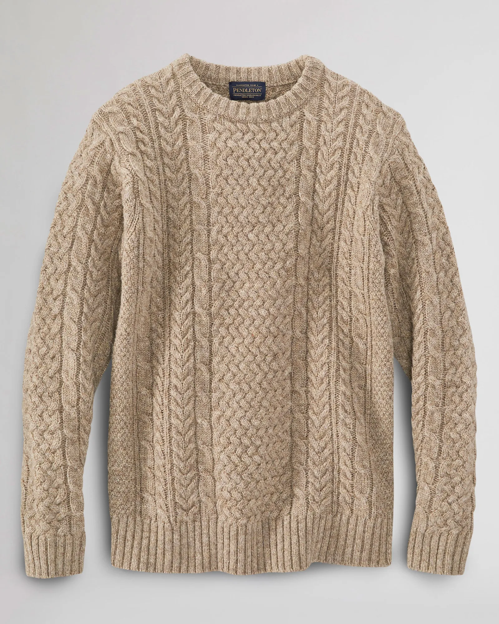 Pendleton MEN'S SHETLAND COLLECTION FISHERMAN SWEATER COYOTE Outlet