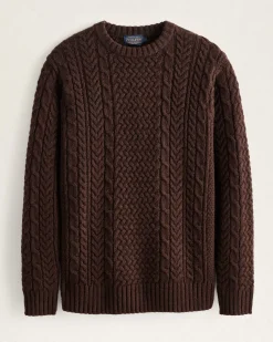 Pendleton MEN'S SHETLAND COLLECTION FISHERMAN SWEATER ESPRESSO HEATHER Discount