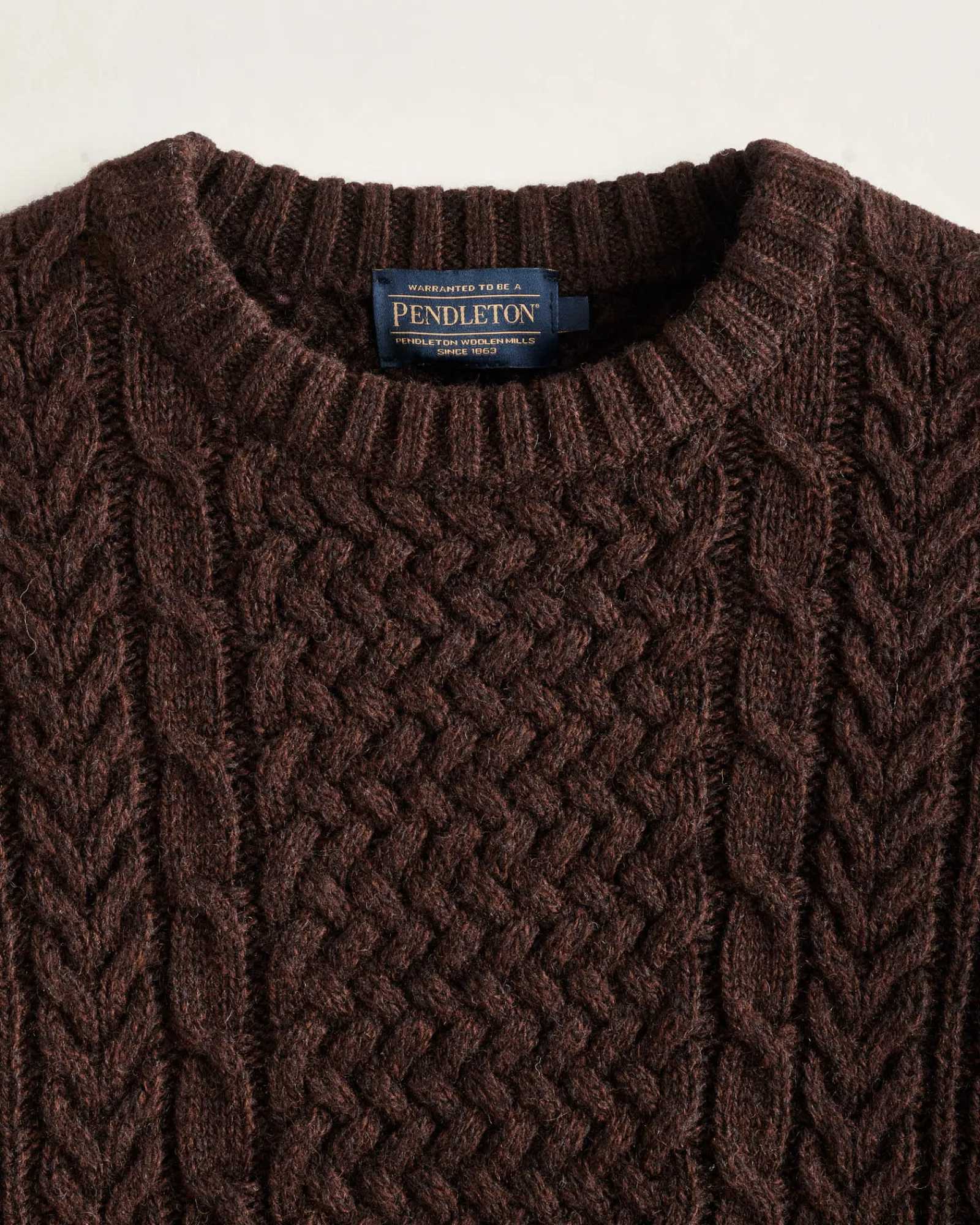 Pendleton MEN'S SHETLAND COLLECTION FISHERMAN SWEATER ESPRESSO HEATHER Discount