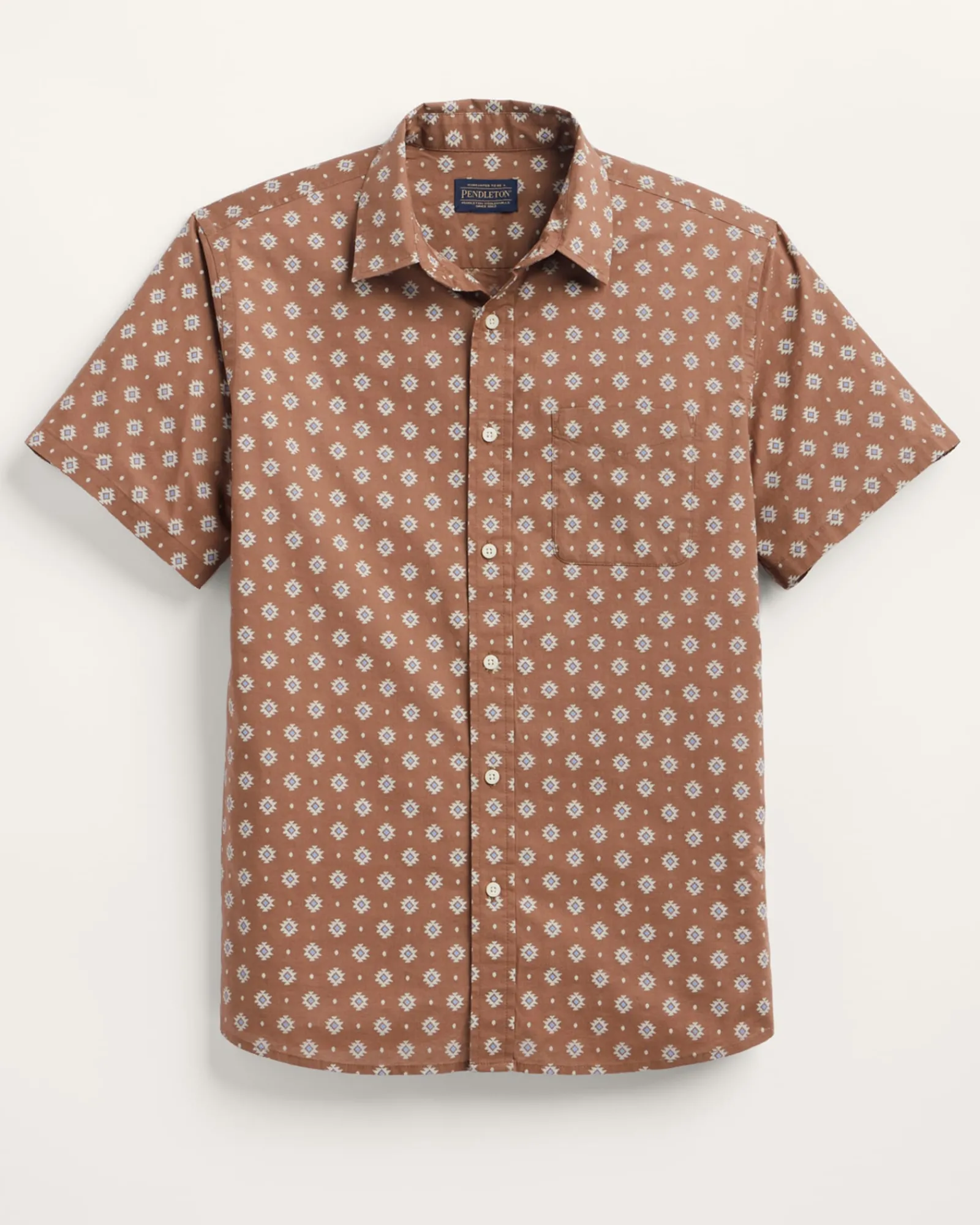 Pendleton MEN'S SHORELINE COTTON SHIRT RED/BROWN GEO Sale