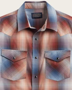Pendleton MEN'S SHORT-SLEEVE BISHOP COTTON SHIRT BRICK/NAVY OMBRE Online