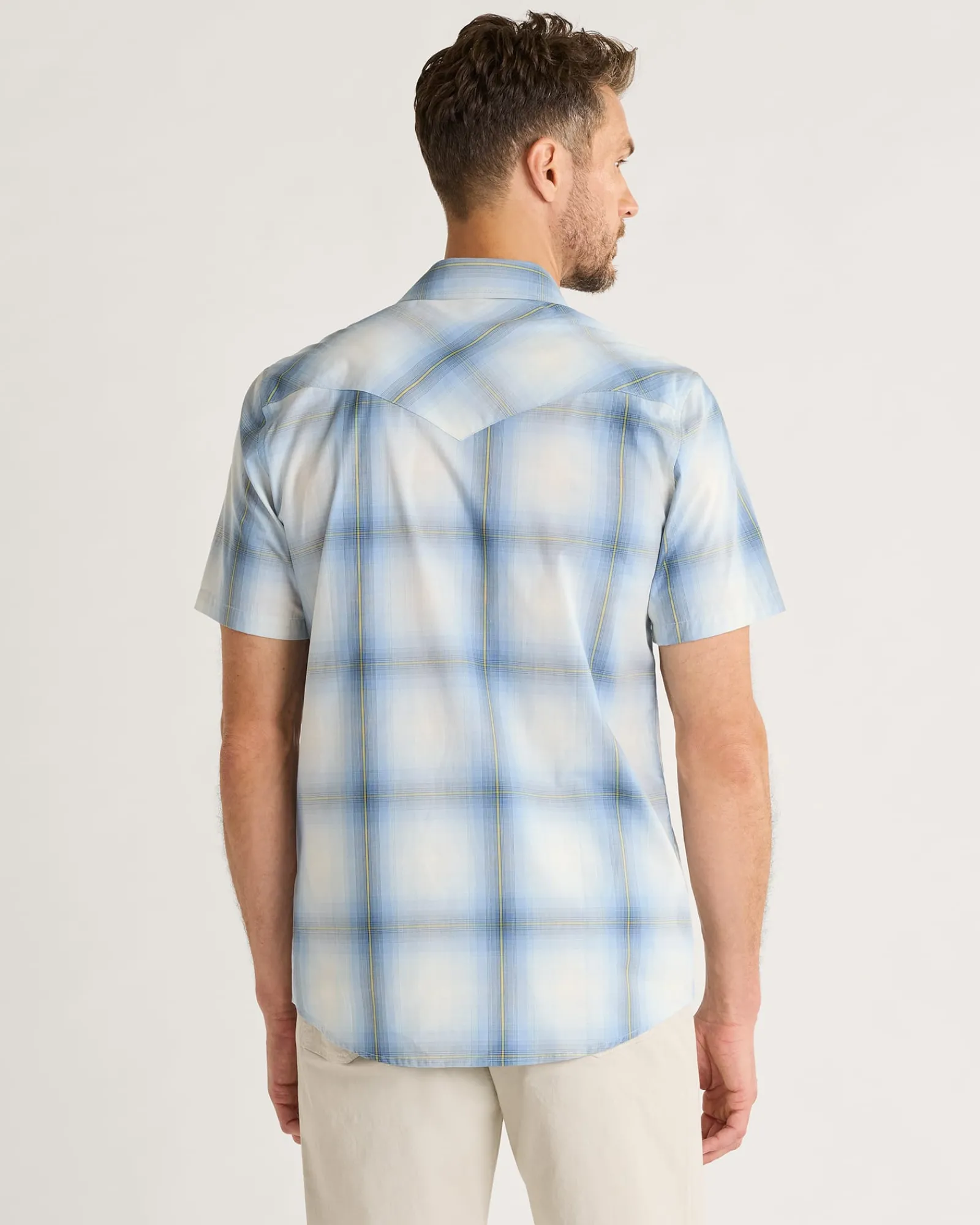 Pendleton MEN'S SHORT-SLEEVE BISHOP COTTON SHIRT LIGHT BLUE OMBRE Best