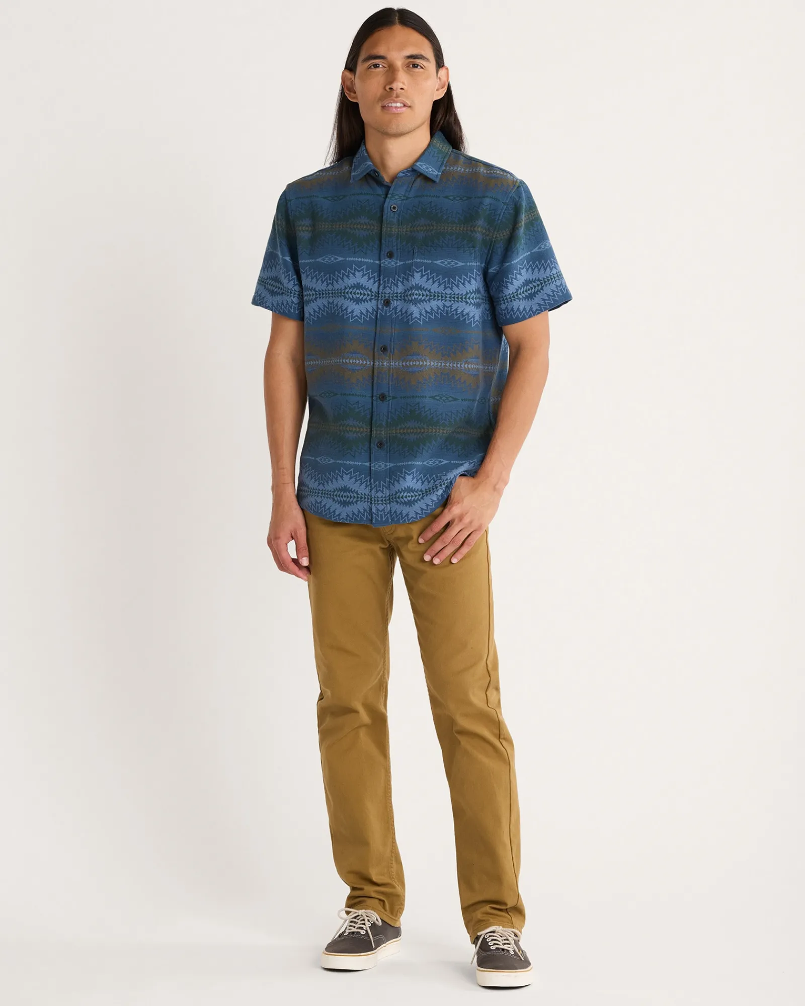 Pendleton MEN'S SHORT-SLEEVE GATEWAY COTTON SHIRT NAVY SUNSET PASS Fashion
