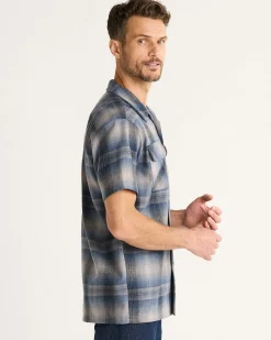 Pendleton MEN'S SHORT-SLEEVE PLAID BOARD SHIRT GREY/NAVY OMBRE New