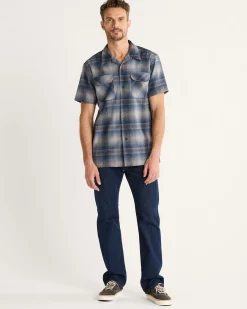 Pendleton MEN'S SHORT-SLEEVE PLAID BOARD SHIRT GREY/NAVY OMBRE New