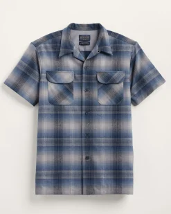 Pendleton MEN'S SHORT-SLEEVE PLAID BOARD SHIRT GREY/NAVY OMBRE New