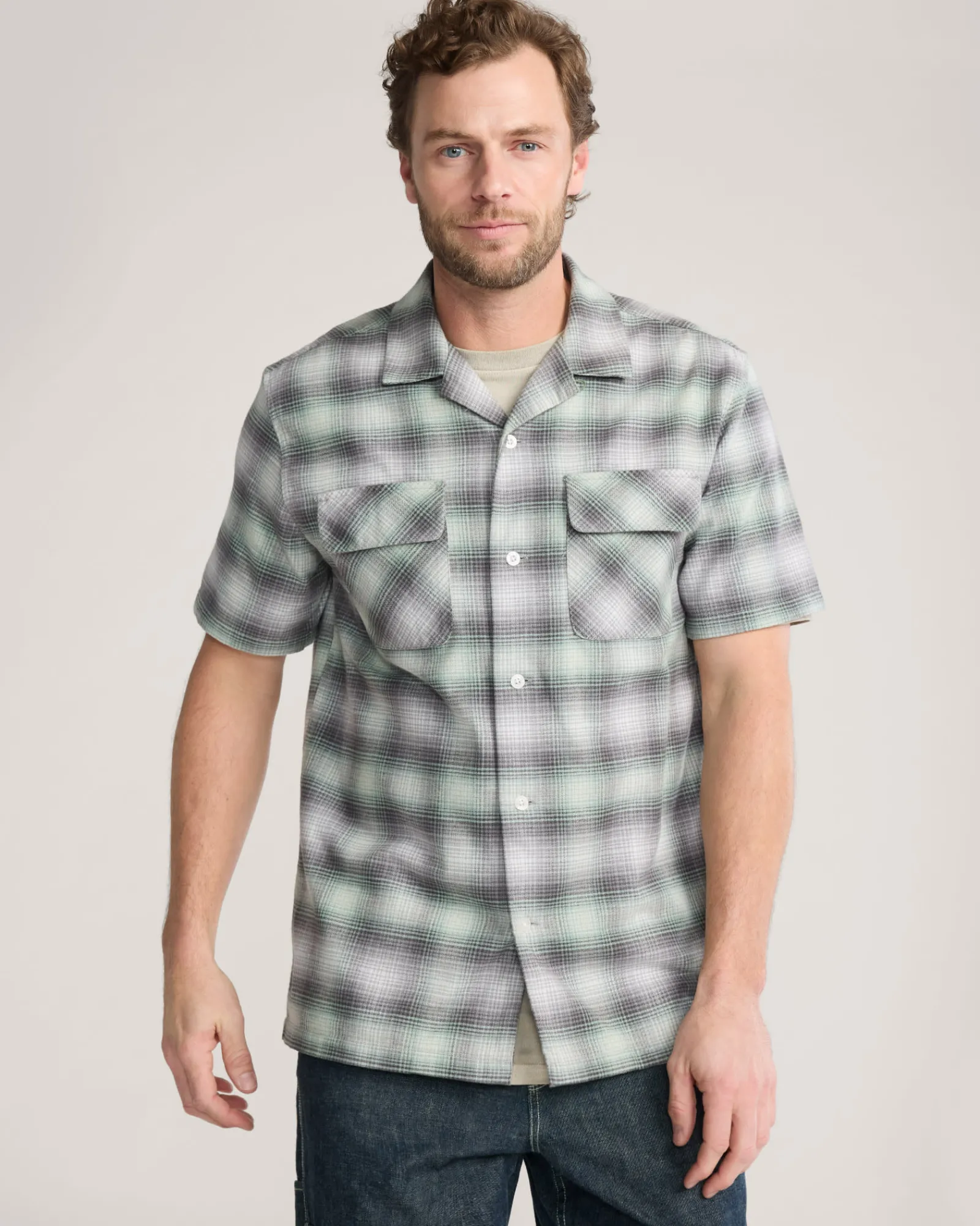 Pendleton MEN'S SHORT-SLEEVE PLAID COTTON BOARD SHIRT CHARCOAL/GREY PLAID Outlet