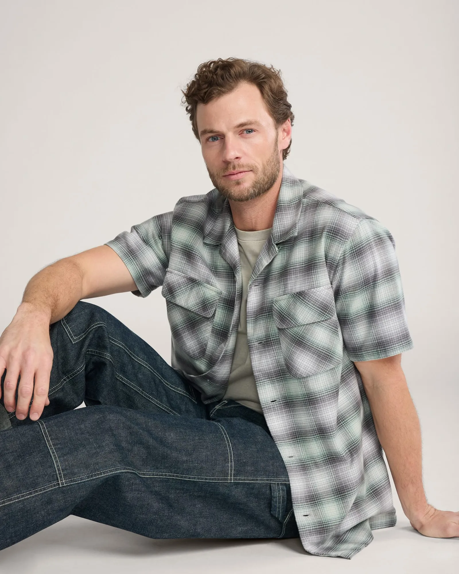 Pendleton MEN'S SHORT-SLEEVE PLAID COTTON BOARD SHIRT CHARCOAL/GREY PLAID Outlet