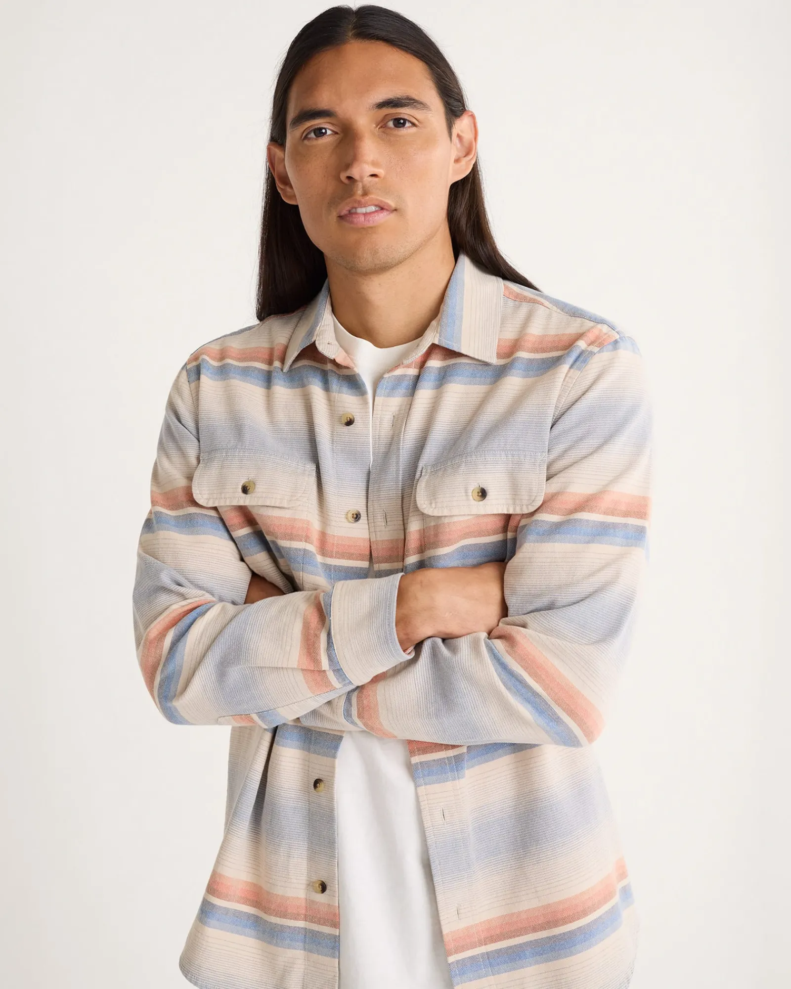 Pendleton MEN'S STRIPED BEACH SHACK COTTON SHIRT NATURAL MULTI STRIPE Hot