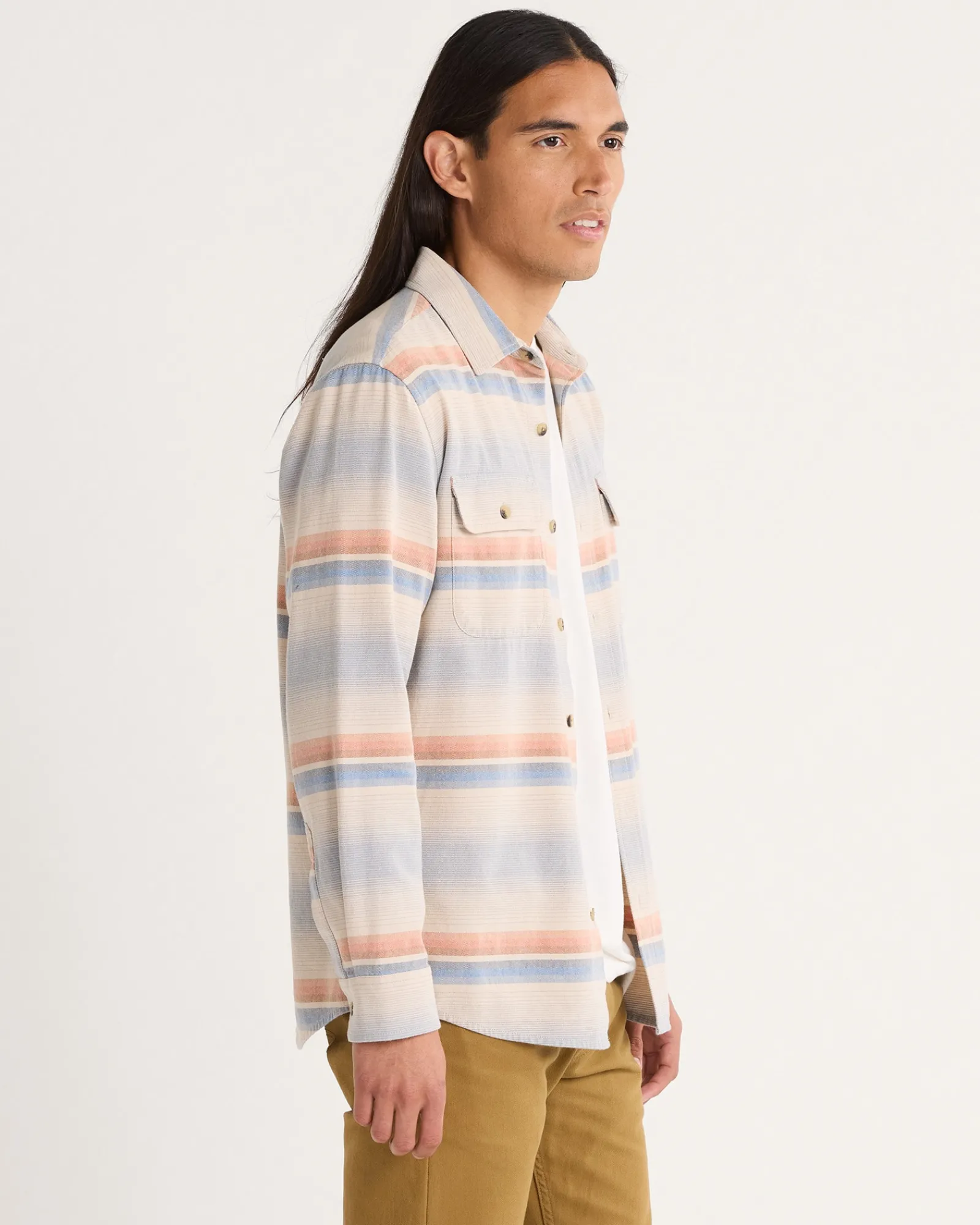 Pendleton MEN'S STRIPED BEACH SHACK COTTON SHIRT NATURAL MULTI STRIPE Hot