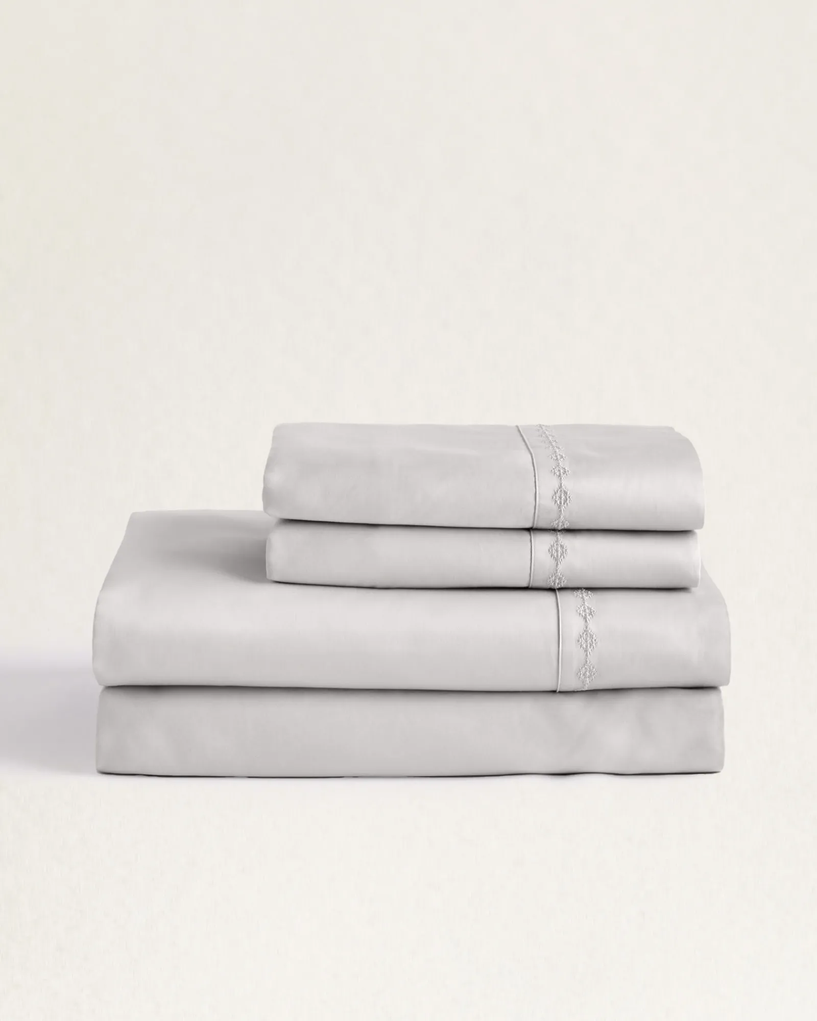 Pendleton MOONLIT MESA EMBROIDERED SHEET SET LIGHT GREY New