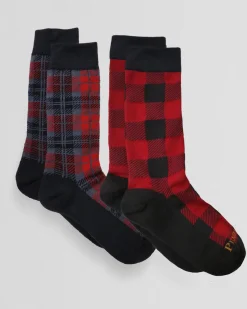 Pendleton 2-PACK PLAID SOCKS ROB ROY RED/BLACK WATCH GREY Hot
