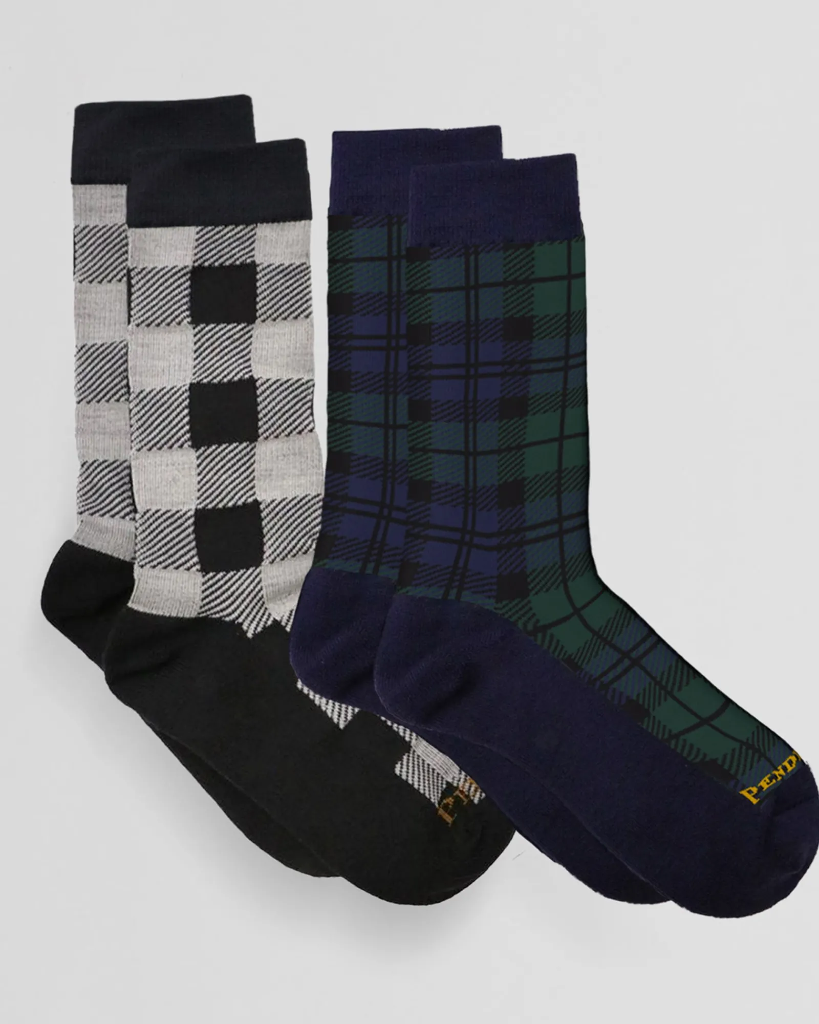 Pendleton 2-PACK PLAID SOCKS ROB ROY WHITE/BLACK WATCH GREEN New