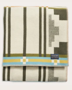 Pendleton SEVEN SPRINGS BLANKET IVORY/OLIVE MULTI Hot